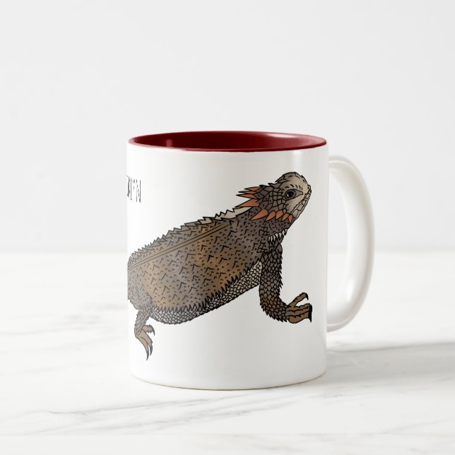 Regal-Horned-Eidechsen-Cartoon Zweifarbige Tasse (VorderseiteRechts)