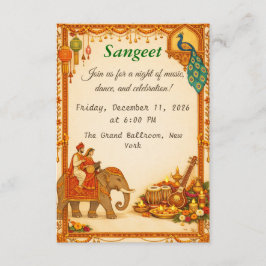 Regal Indian Wedding Sangeet Details Card Begleitkarte