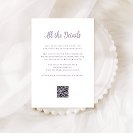Regal Lavender und White | Hochzeitdetails QR Code Begleitkarte