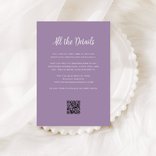 Regal Lavender Wedding Guest Details QR Code Begleitkarte