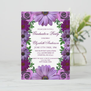 REGAL Lila Floral Graduation Party Einladung