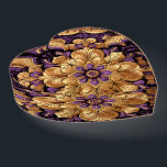 Regal Lila und Gold Floral Heart Paperweight Briefbeschwerer<br><div class="desc">Regal Lila und Gold Floral Heart Paperweight</div>