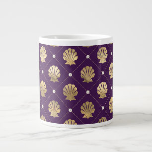 Regal Lila und Gold Muschel Jumbo Tasse
