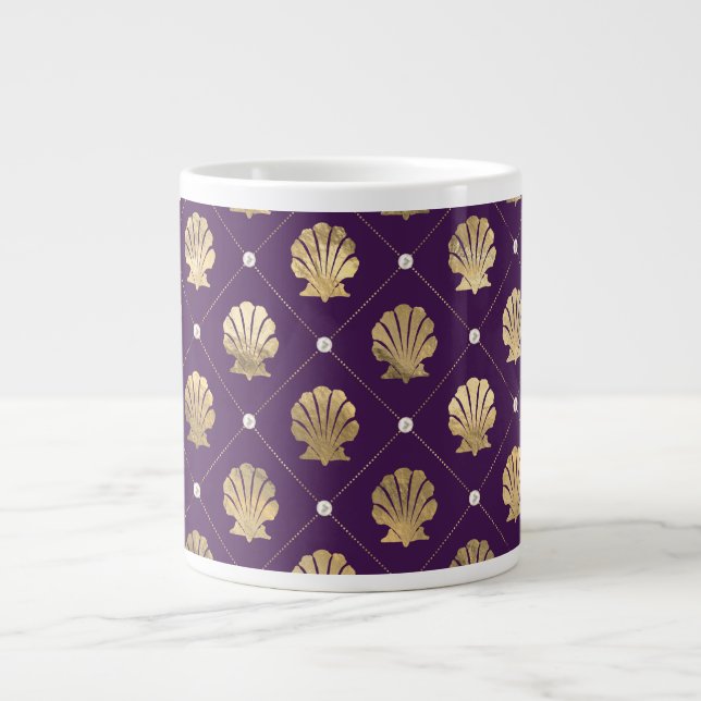 Regal Lila und Gold Muschel Jumbo Tasse (Vorderseite)