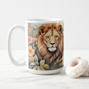 Regal Lion Amidst Blooms Exotic Wildlife Kaffeetasse