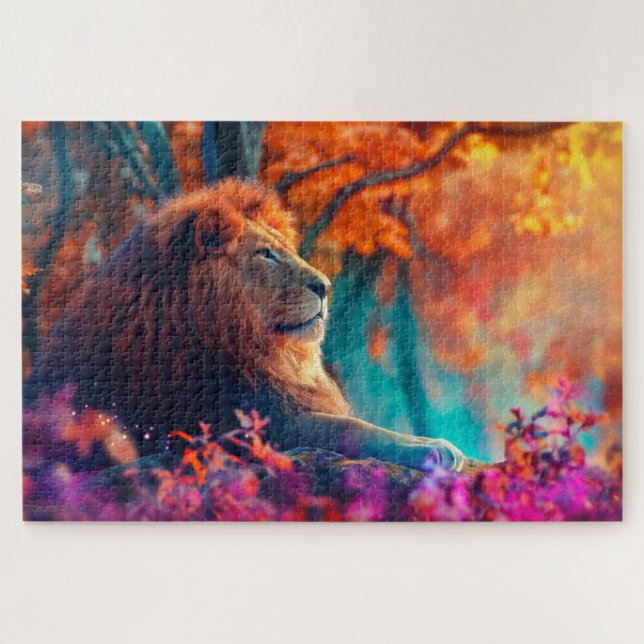 Regal Lion im verzauberten Walddesign (Horizontal)