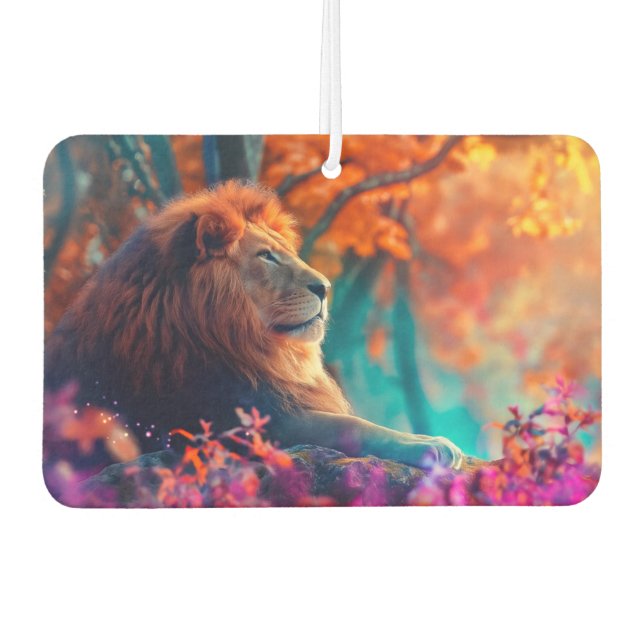 Regal Lion im verzauberten Walddesign Autolufterfrischer (Vorderseite)