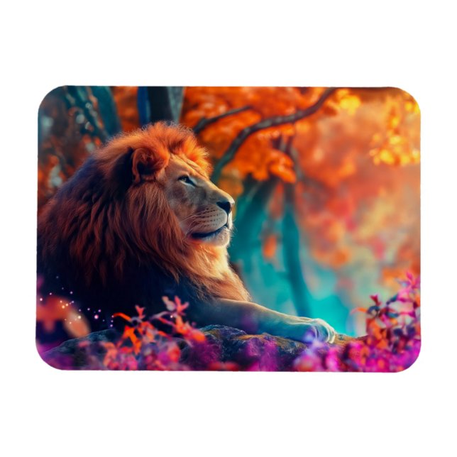 Regal Lion im verzauberten Walddesign Magnet (Horizontal)