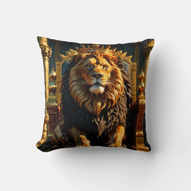 Regal Lion Tragen einer Krone Kissen (Vorderseite)