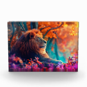 Regal-Löwe im Design Enchanted Forest Fotoblock
