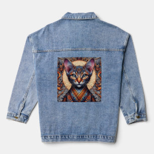 Regal Mythic verzierte Fantasy-Katze Jeansjacke