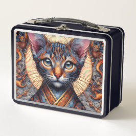 Regal Mythic verzierte Fantasy-Katze Metall Brotdose