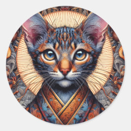Regal Mythic verzierte Fantasy-Katze Runder Aufkleber