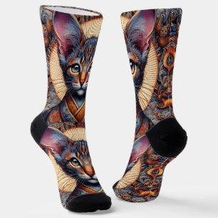 Regal Mythic verzierte Fantasy-Katzen-Planer Socken