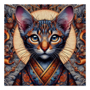 Regal Mythic verzierter Fantasy-Kater Planer Poster