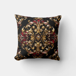 Regal Noir Pattern | Gold Scrollwork & Crimson Kissen