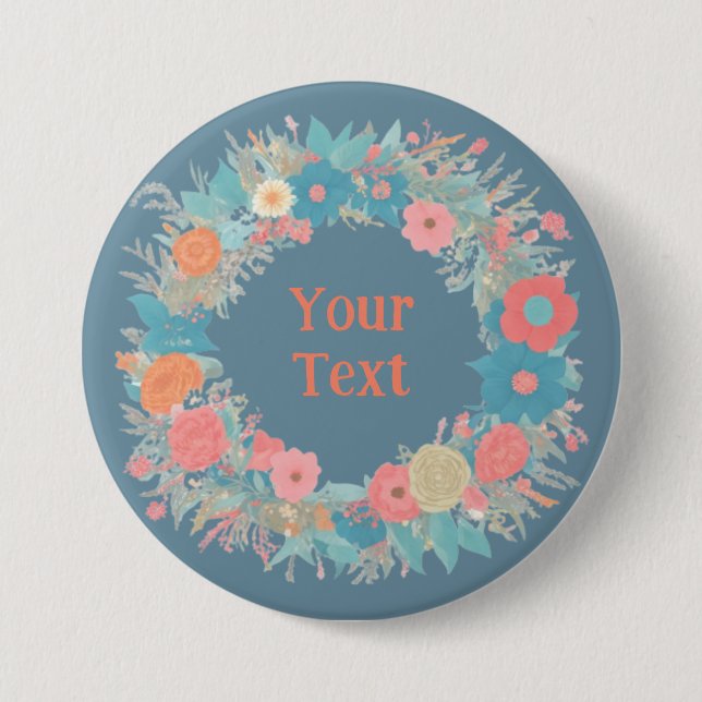 Regal Orange Wildblume Wreath Lapel Brooch Button (Vorderseite)