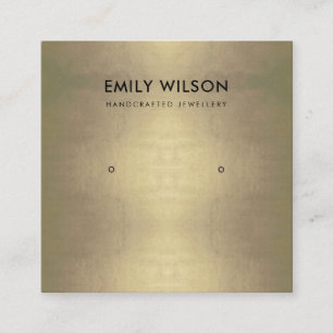 REGAL PALE GOLD FOIL STUDIEREN EARRING DISPLAY LOG QUADRATISCHE VISITENKARTE