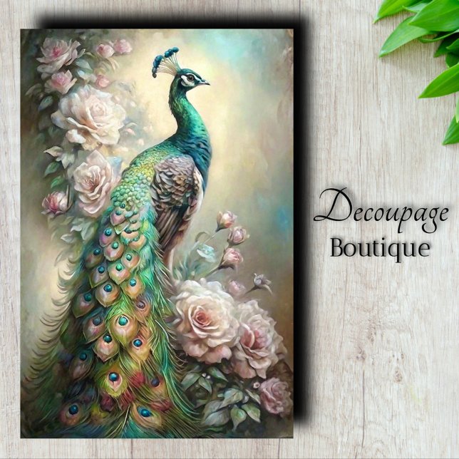 Regal Peacock Decoupage Seidenpapier (Regal Peacock Decoupage Tissue Paper)