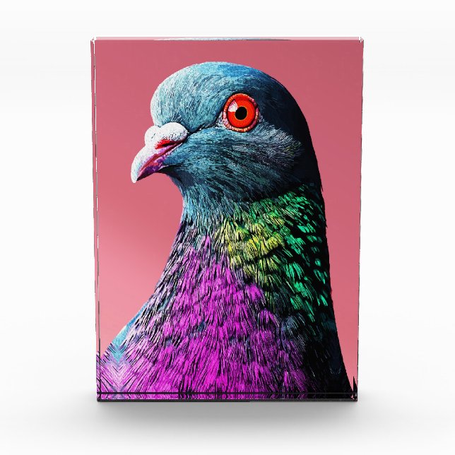 Regal Pigeon Majesty Vivid Realistisches Vogelport Fotoblock (Vorderseite)