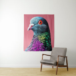 Regal Pigeon Majesty Vivid Realistisches Vogelport Wandteppich
