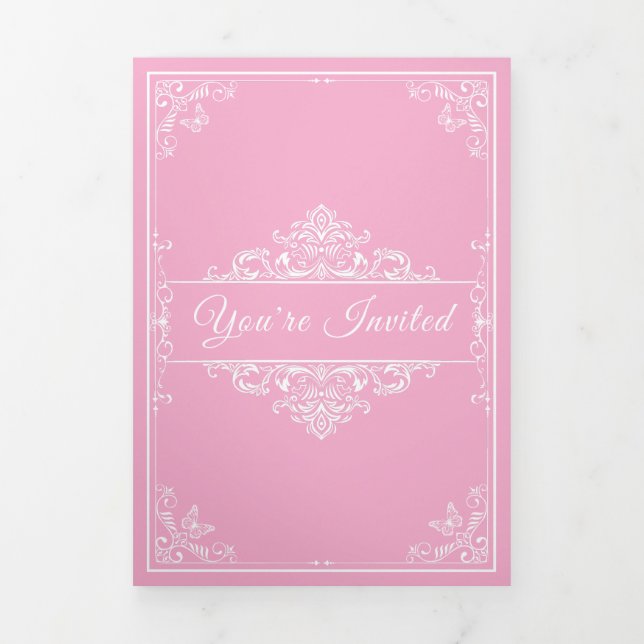 Regal Pink Quinceañera - Einladungen für kundenspe (Cover)
