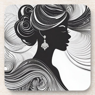 Regal Queen African Silhouette Black & White Getränkeuntersetzer