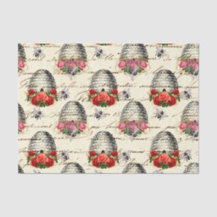 Regal Queen Bee, Beehive & Rote Rosen  Seidenpapier