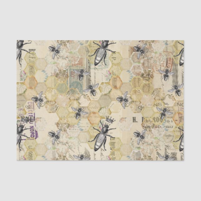 Regal Queen Bee W/Hive auf französischem Postpapie Seidenpapier (Vorderseite)