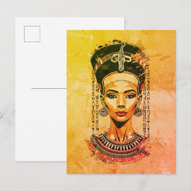 Regal Queen of Egypt - Moderne Neo-Pharao Art Postkarte (Vorne/Hinten)