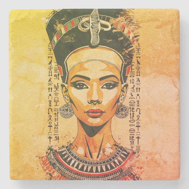 Regal Queen of Egypt - Moderne Neo-Pharao Art Steinuntersetzer (Vorderseite)