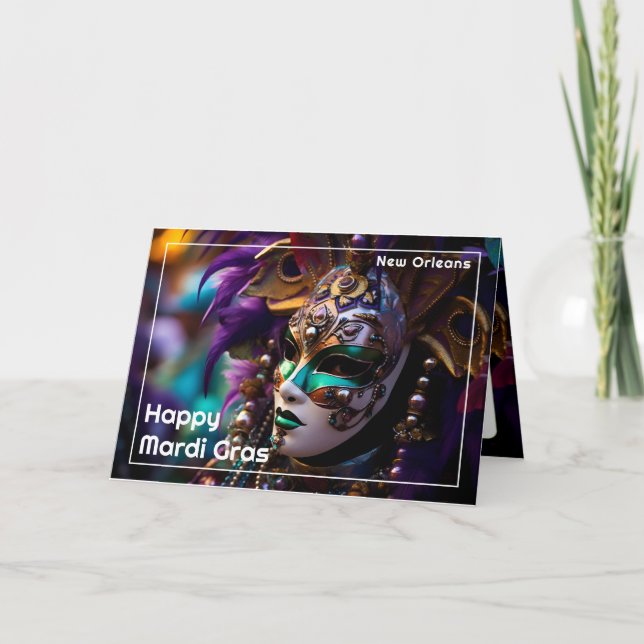 💚 💜 💛 Regal Radiance: Mardi Gras Majestät Karte (Vorderseite)
