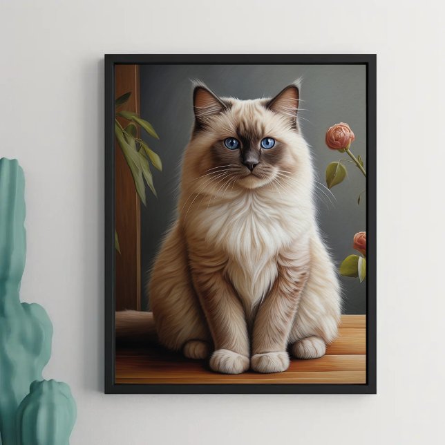 Regal Ragdoll Cat Portrait Fluffy Blue Mit Augen Poster (Von Creator hochgeladen)