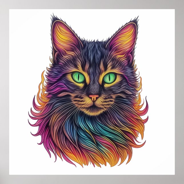 Regal Rainbow Cat Poster (Vorne)