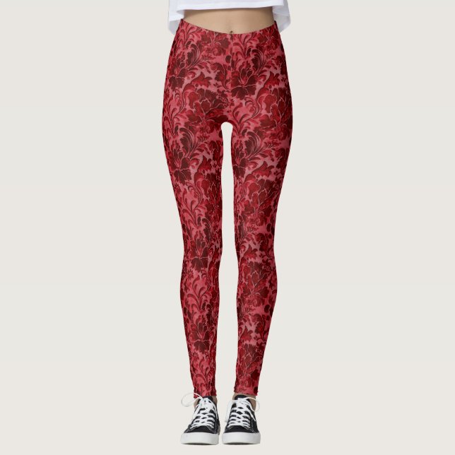Regal Red French Luxury Damask Leggings (Vorderseite)