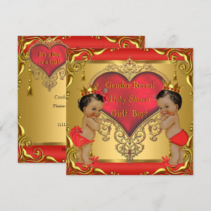 Regal Red Gold Gender Reveal Baby Shower Ethnic Einladung