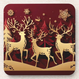 Regal Reindeer Ensemble – Paper-Cut Forest Getränkeuntersetzer