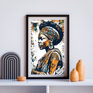 Regal Resolve - Afrocentric Bold Portrait I Poster