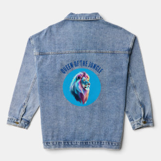 Regal Roar: Königin des Dschungels farbenfroh Jeansjacke