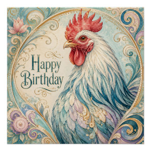 Regal Rooster Geburtstagsflor Poster