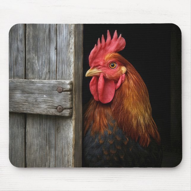 Regal Rooster pinkelt um Barntür herum Mousepad (Vorne)