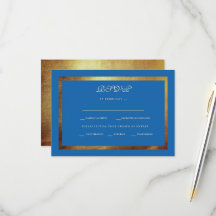 Regal Royal Blue & Gold Ethnic Wedding RSVP