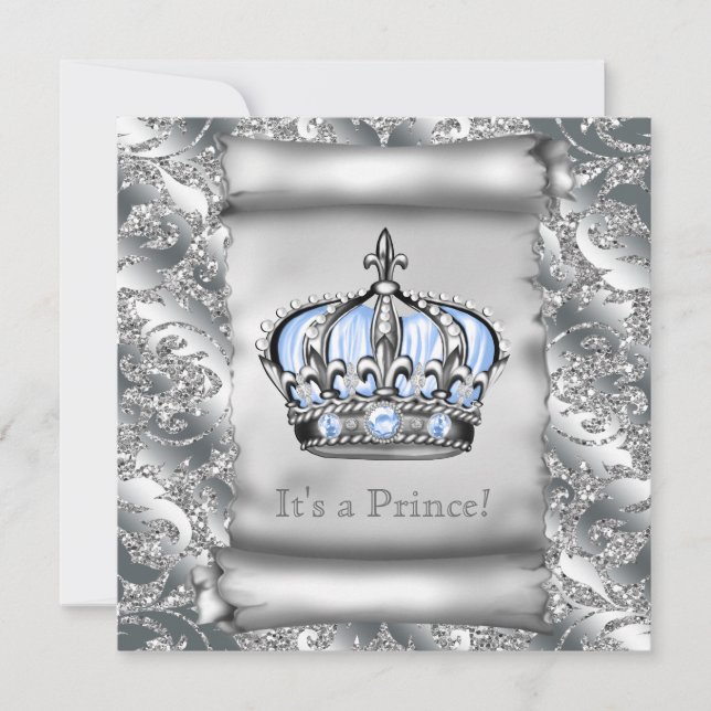 Regal Royal Blue Prince Baby Dusche Einladung (Vorderseite)