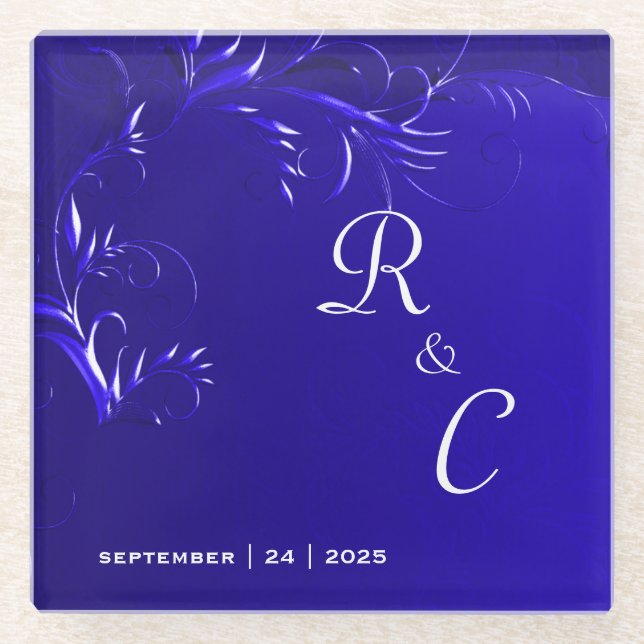 Regal Royal Blue Wedding Glasuntersetzer (Vorderseite)