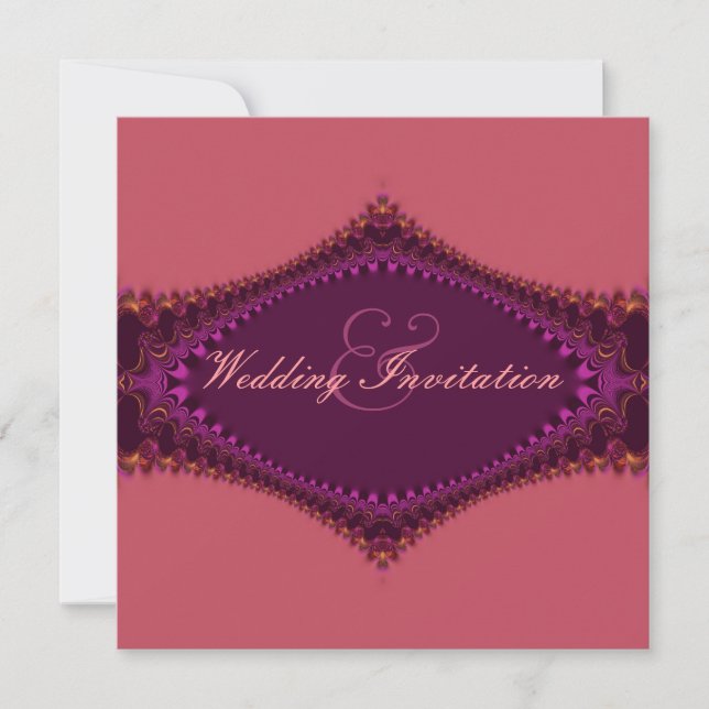 Regal Royal Fuchsia Lace Wedding Einladung (Vorderseite)