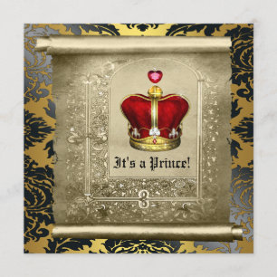 Regal Royal Red Prince Baby Shower Einladung