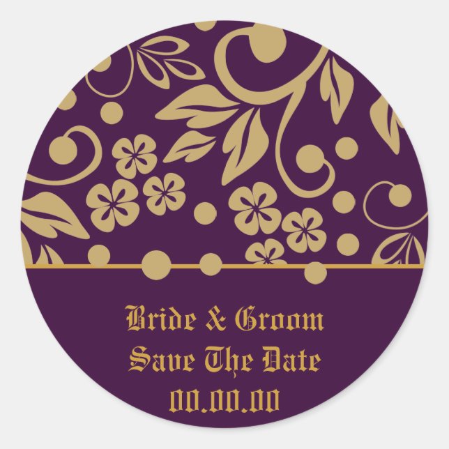 Regal Save the Date Wedding Stickers (Vorderseite)