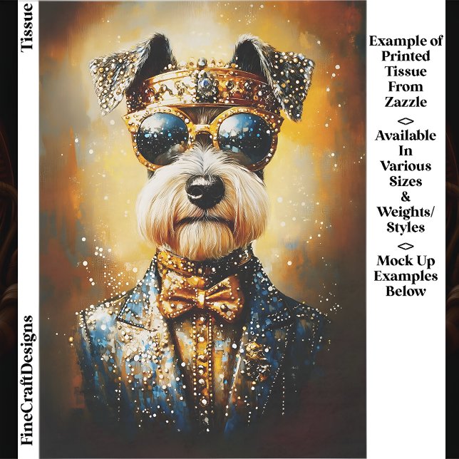 Regal Schnauzer Dog & Golden Crown EJ3 Decoupage Seidenpapier (Von Creator hochgeladen)