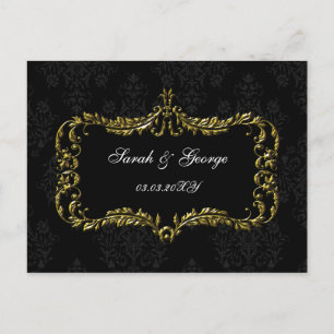 Regal-Schwarzdamast und Golddamast Save the Date g Ankündigungspostkarte