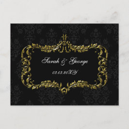 Regal-Schwarzdamast und Golddamast Save the Date g Ankündigungspostkarte